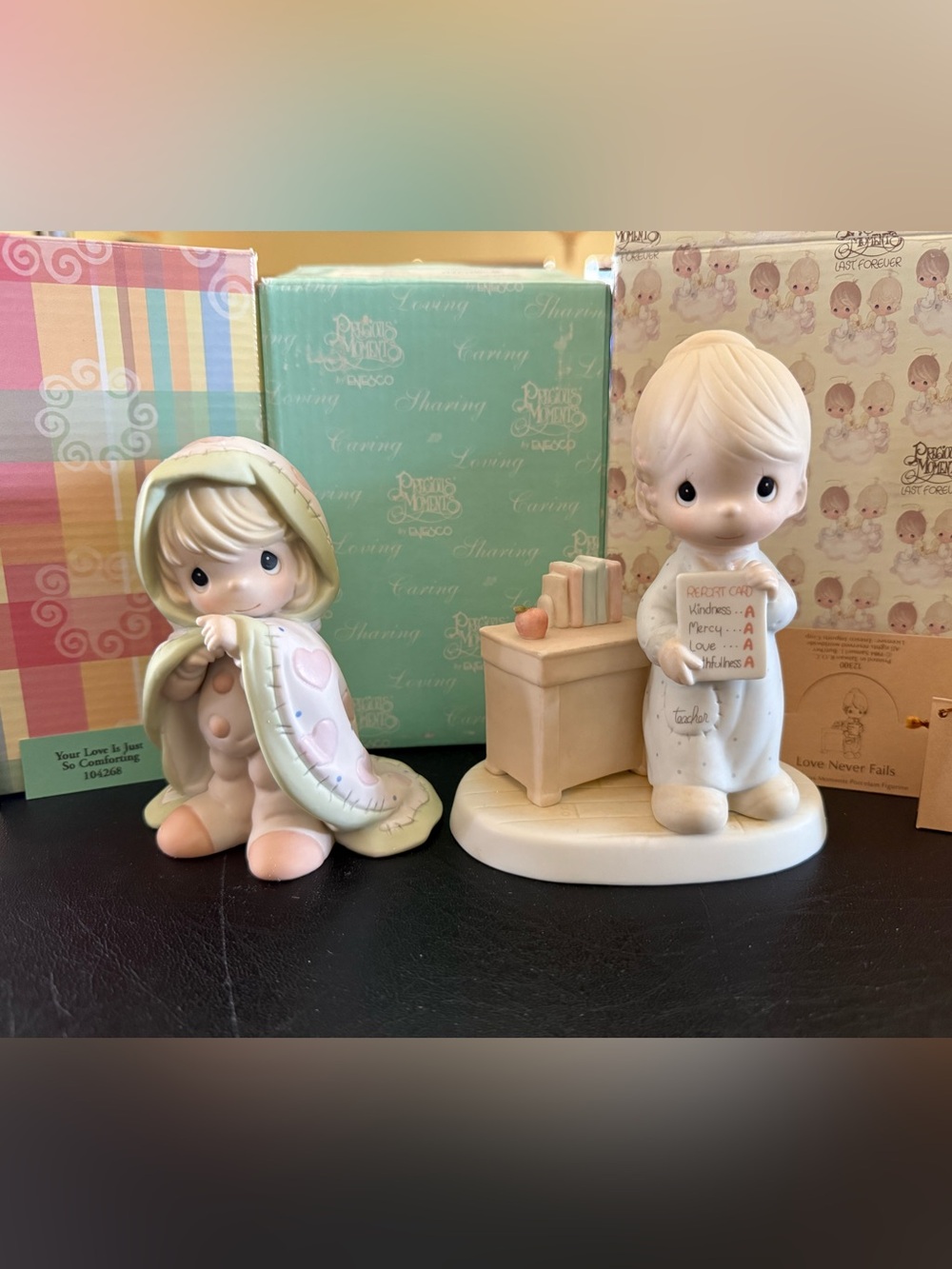 Lot of 2 Precious Moments 1984 ‘Love Never Fails’, 2002 ‘Love So Comforting’